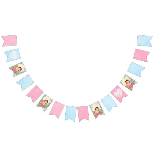 Vintage Baby Blue and Pink Shabby Garland Flags