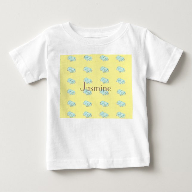 Vintage baby blue elephants baby t-shirt (Front)
