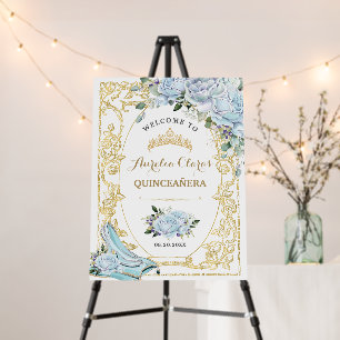 Vintage Baby Blue Roses Cinderella Quinceanera Foam Board