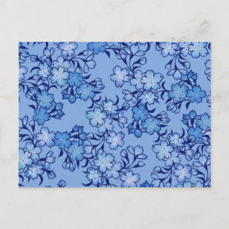 Vintage Baby Blue Spring Flower Pattern Postcard