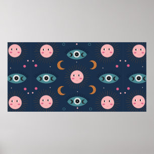 vintage baby boho seamless pattern. Hippie chic ba Poster