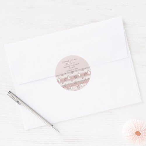Vintage Baby Bottle Pattern Baby Shower Classic Round Sticker