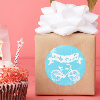 Vintage Baby Boy Bicycle Shower Sticker