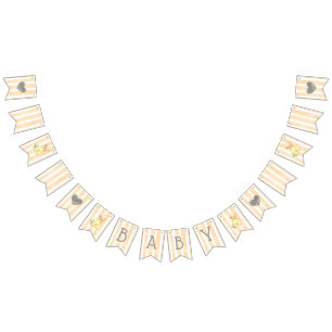 Vintage Baby Boy Orange & Yellow Baby Shower Flags