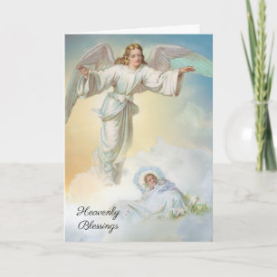 Vintage Baby Boy Religious Scripture Angel Card