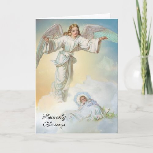 Vintage Baby Boy Religious Scripture Angel Card