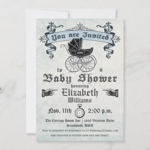 Vintage Baby Boy Shower Invitation