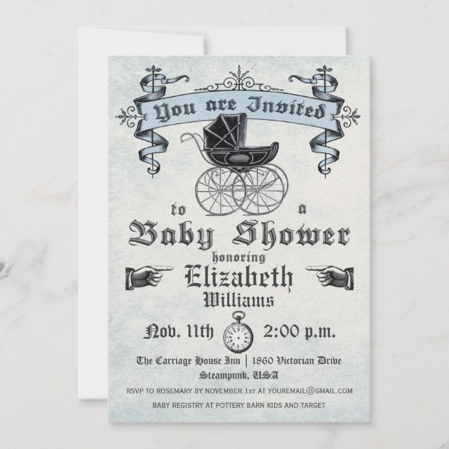 Vintage Baby Boy Shower Invitation (Front)