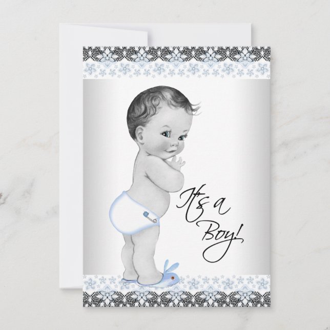 Vintage Baby Boy Shower Invitation (Front)