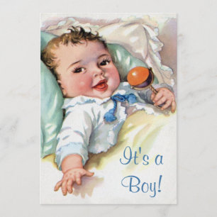Vintage Baby Boy Shower Invitation