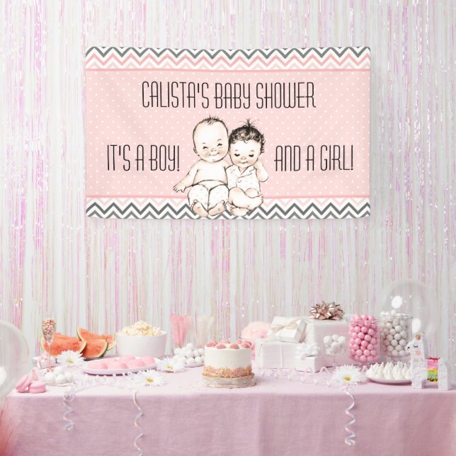 Two Little Pumpkins Banner - Gold Glitter Twins Birthday Or Baby Shower Decoration