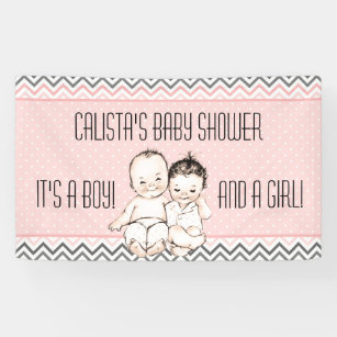 Twin Shower Boy Baby Banners Zazzle Twin Shower Boy Baby Banners Zazzle