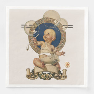 Vintage Baby Bubbles by J.C. Leyendecker Nursery Paper Dinner Napkins