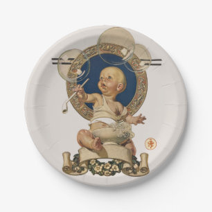 Vintage Baby Bubbles by J.C. Leyendecker Nursery Paper Plates
