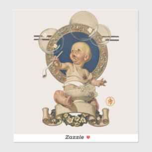 Vintage Baby Bubbles by J.C. Leyendecker Nursery Sticker