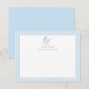 Vintage Baby Carriage Baby Boy Stripes Note Cards