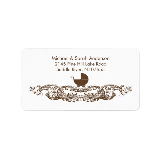 Vintage Baby Carriage Baby Shower Address Label (Front)