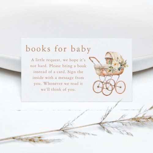 Vintage Baby Carriage Baby Shower Books for Baby Enclosure Card