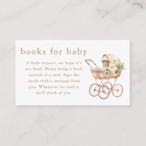 Vintage Baby Carriage Baby Shower Books for Baby Enclosure Card