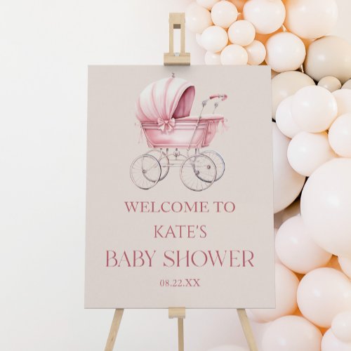 Vintage Baby Carriage Baby Shower Welcome Sign