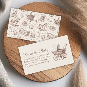Vintage Baby Carriage Brown Books for Baby Shower  Business Card