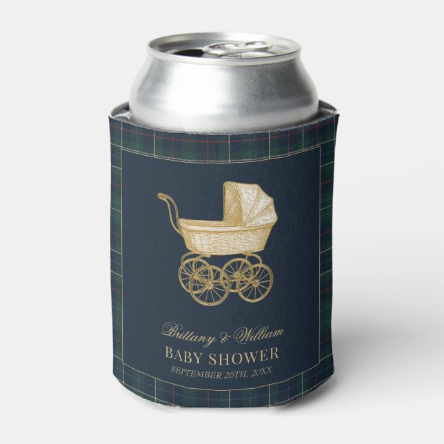 Vintage Baby Carriage Classic Baby Shower  Can Cooler (Can Front)