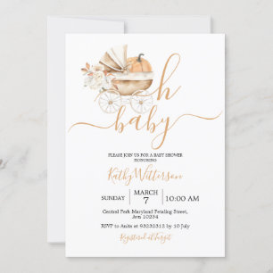 Vintage Baby Carriage Floral Baby Shower Invitation