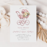Vintage Baby Carriage Pink Couples Baby Shower Invitation<br><div class="desc">Vintage Baby Carriage Pink Couples Baby Shower Invitation. Click the personalize button to customize this design with your details.</div>