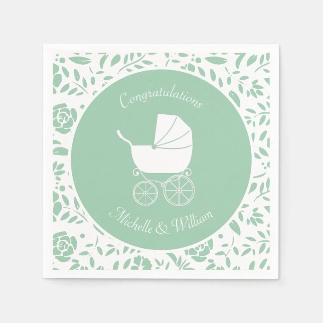 Vintage Baby Carriage Shower Beautiful Napkins (Front)