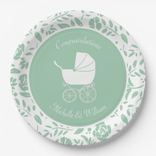 Vintage Baby Carriage Shower Beautiful Paper Plates