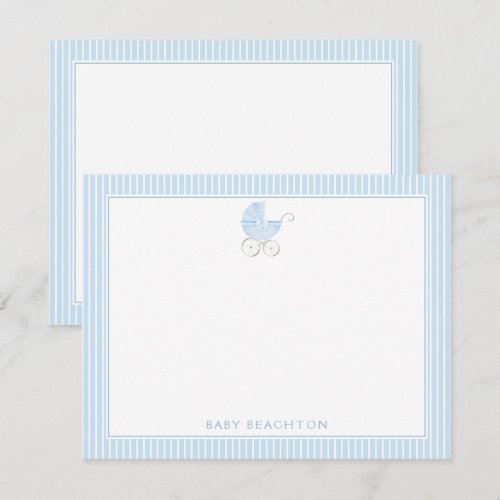 Vintage Baby Carriage Stripes Baby Boy Stationery Invitation