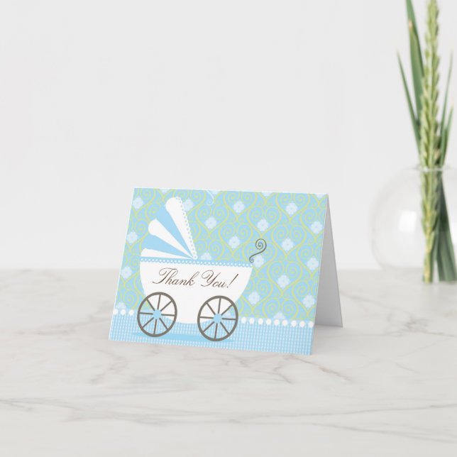Vintage  Baby Carriage Thank You Note Card (Front)