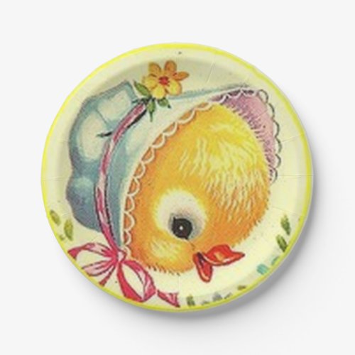 Vintage Baby Chick Easter Paper Plates