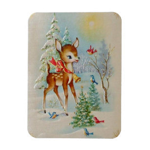 Vintage Baby Christmas Cheer Deer Magnet