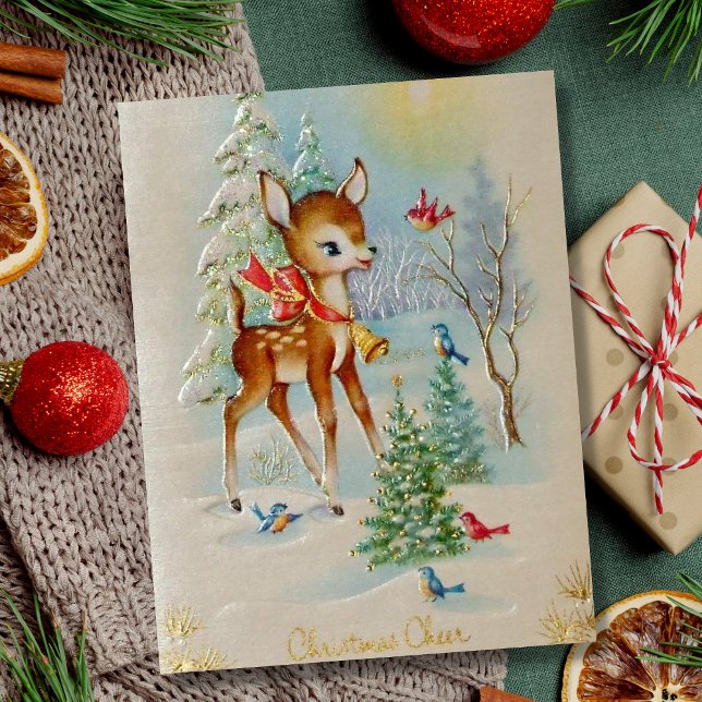 Vintage Baby Christmas Deer Holiday Postcard (Creator Uploaded)