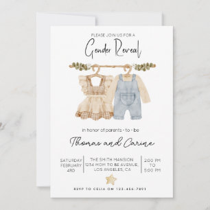 Vintage Baby Clothes Gender Reveal  Invitation