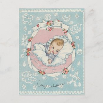 Vintage Baby Congratulations Postcard by Gypsify at Zazzle