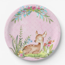 Vintage Baby Deer sitting in grass pink baby