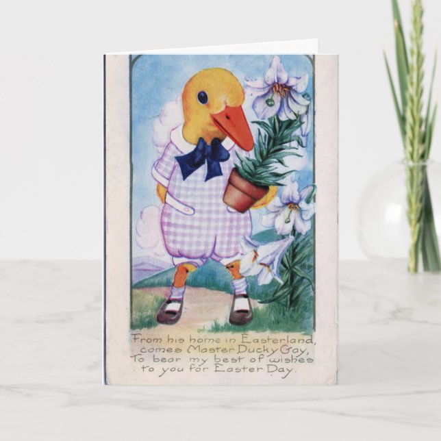 Vintage Baby Duck Easter Greeting Card (Front)
