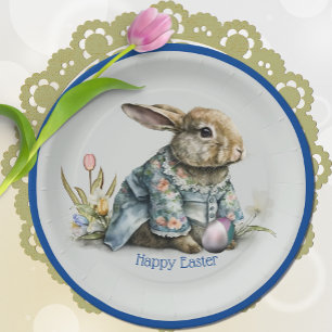 Vintage Baby Easter Bunny Paper Plates