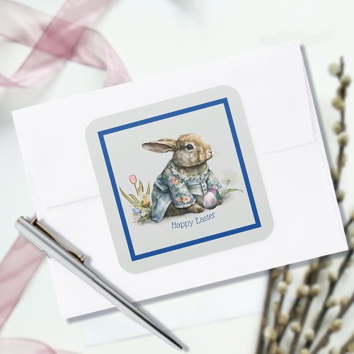 Vintage Baby Easter Bunny Square Sticker