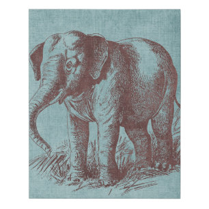 Vintage Baby Elephant Faux Canvas Print