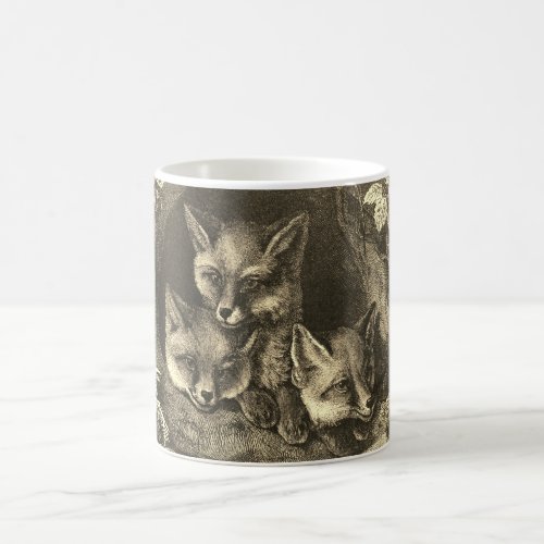 Vintage baby fox woodland 3 smart little foxes coffee mug