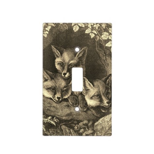 Vintage baby fox woodland smart little foxes book light switch cover