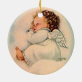 Vintage Baby Girl Angel Sleeping Ceramic Ornament (Back)