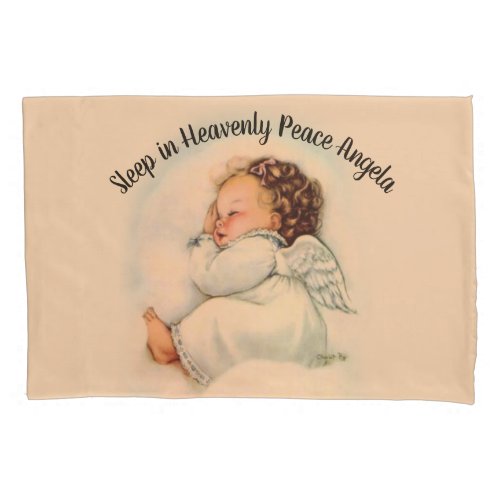Vintage Baby Girl Angel sleeping Pillow Case