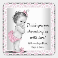 Vintage Baby Girl Baby Shower Favor Stickers