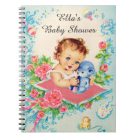 Vintage Baby Girl Baby Shower Notebook