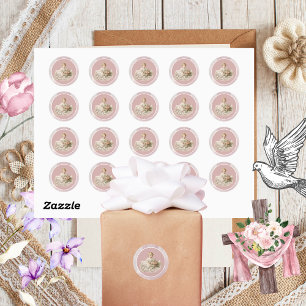Vintage Baby Girl Baptism Classic Round Sticker
