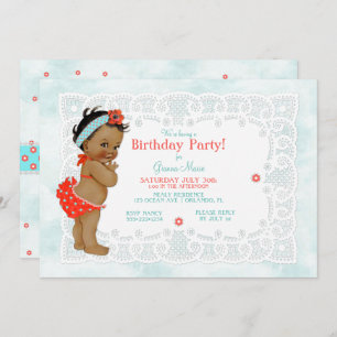 Vintage Baby Girl Bathing Suit Lace Monogram Back Invitation